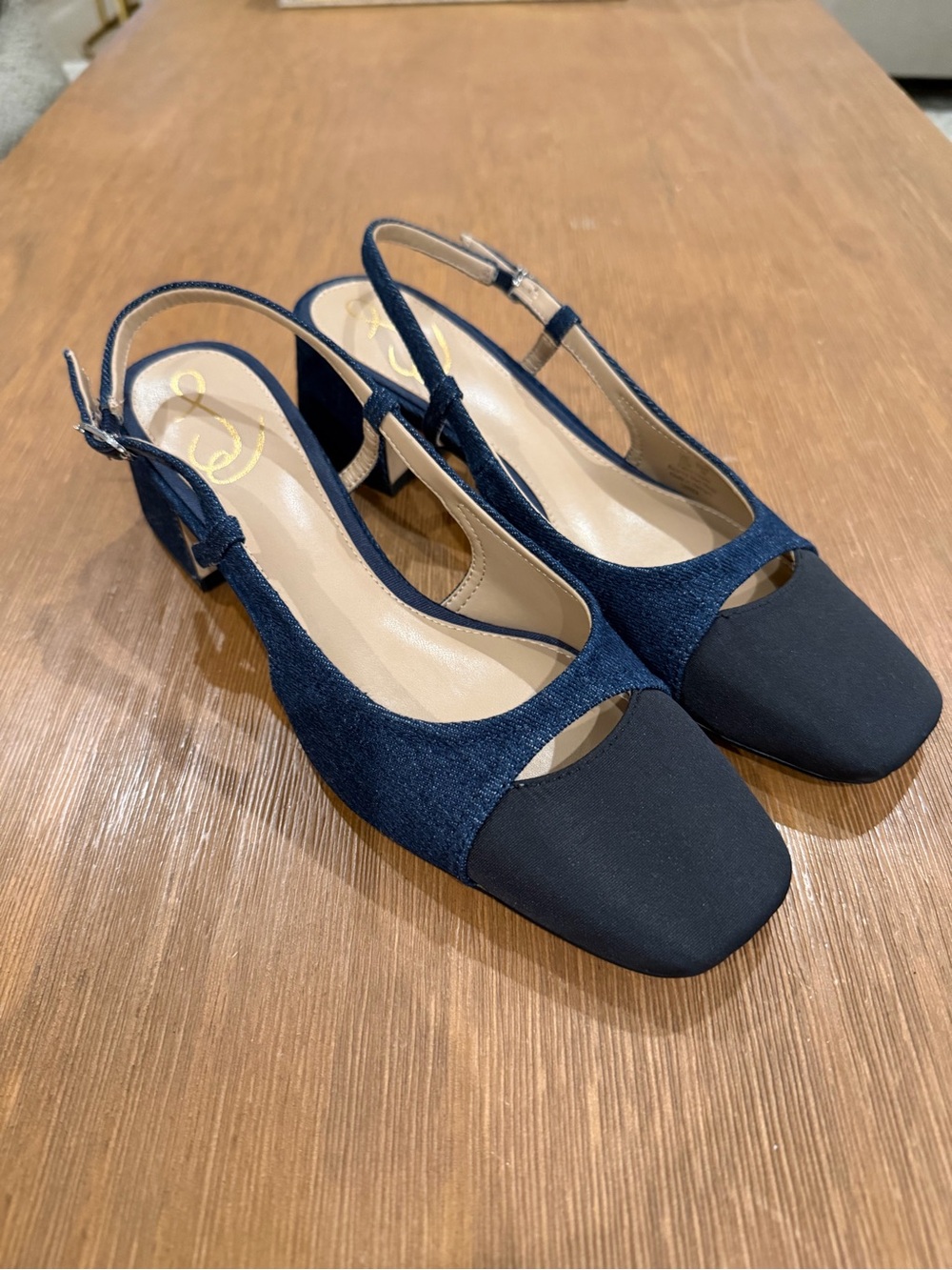 Sam Edelman Navy Slingback Block Heel Pumps